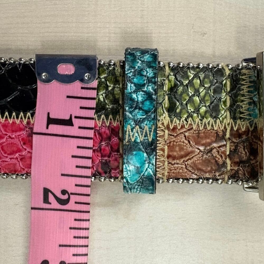 Guess Patchwork Rhinestone Statement Belt Multico… - image 4